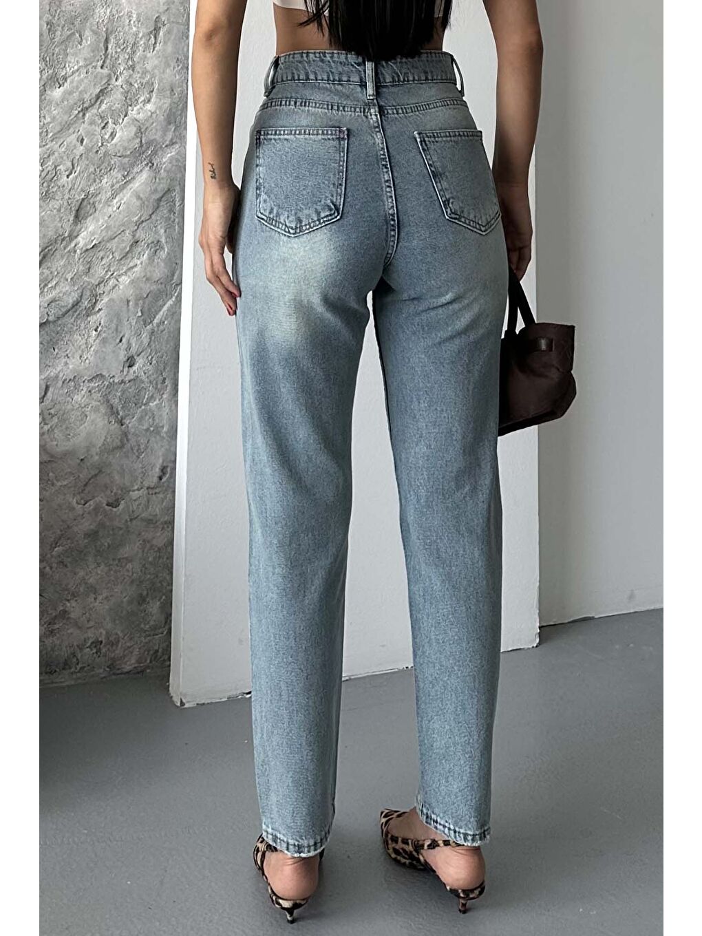 Mom Jean Pantolon Yeşil Tint Yikama - 27302-4