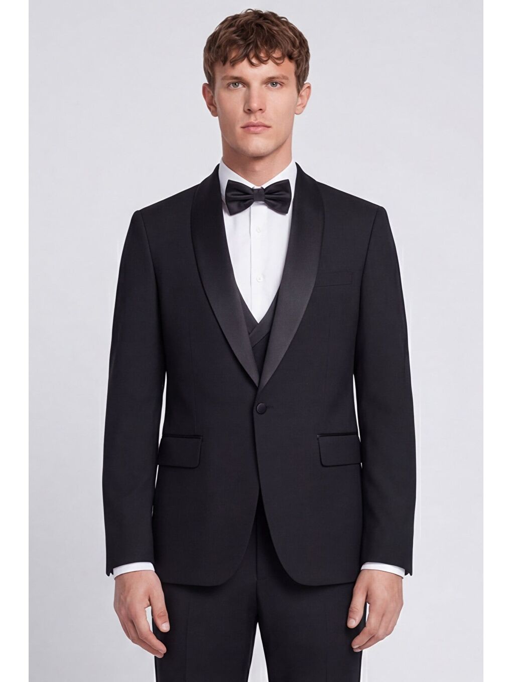 Giotelli Erkek Siyah Dar Kesim Slim Fit Yünlü Dokuma 6 Drop Smokin Takım Elbise-1