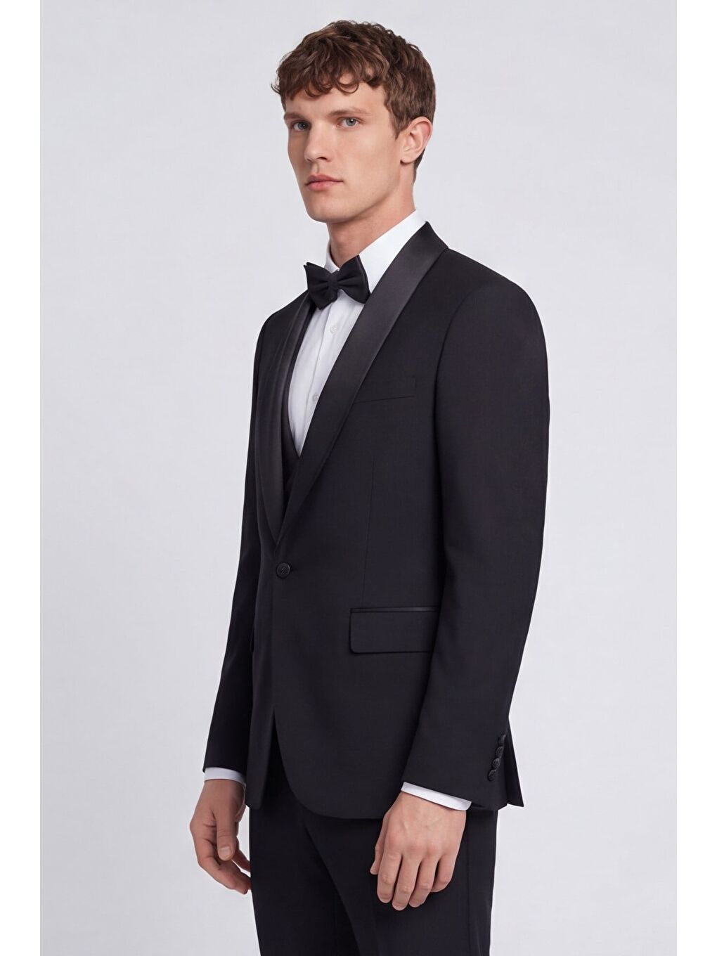 Giotelli Erkek Siyah Dar Kesim Slim Fit Yünlü Dokuma 6 Drop Smokin Takım Elbise-3