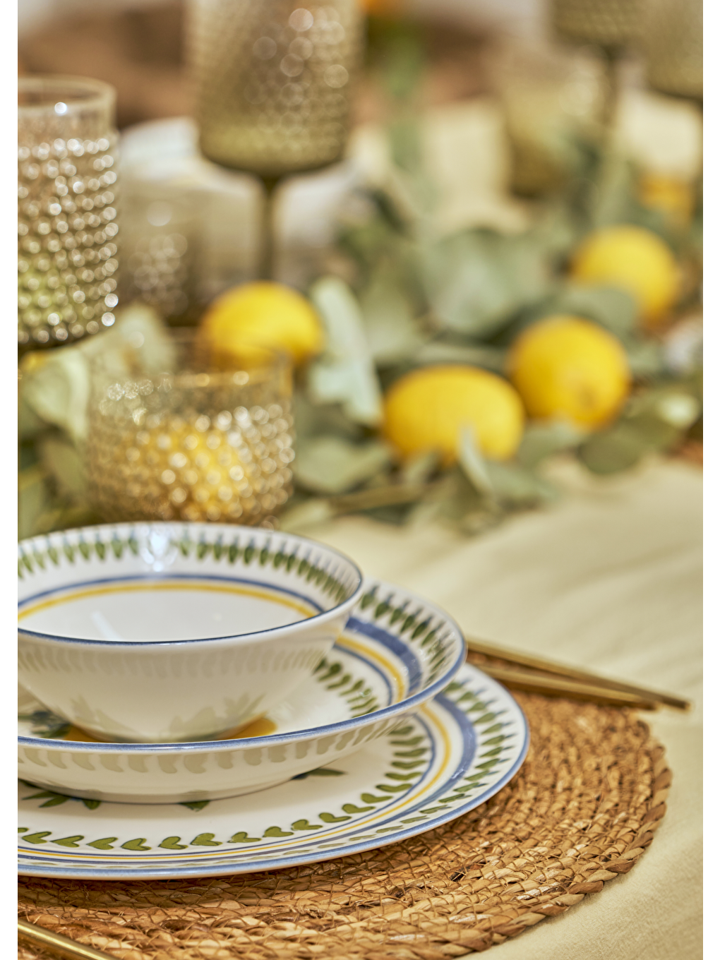 Karışık Lemoncello Porselen 48 Parça 12 Kişilik Yemek Takımı-3