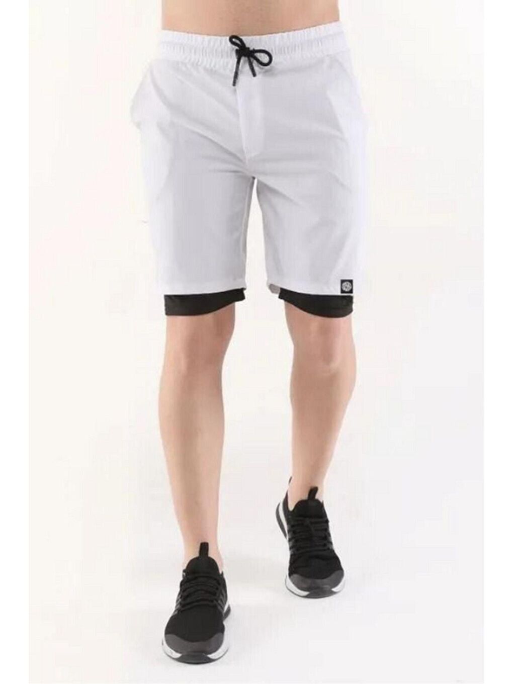 Beyaz Kısa Taytlı Erkek Sporcu Şortu-2