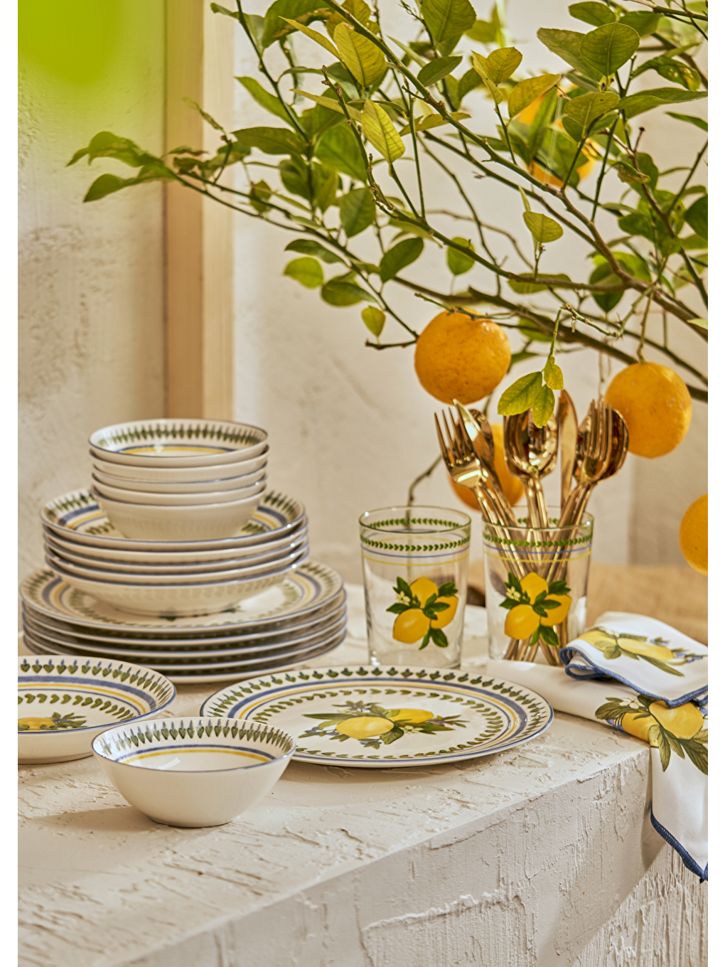 Karışık Lemoncello Porselen 48 Parça 12 Kişilik Yemek Takımı-6