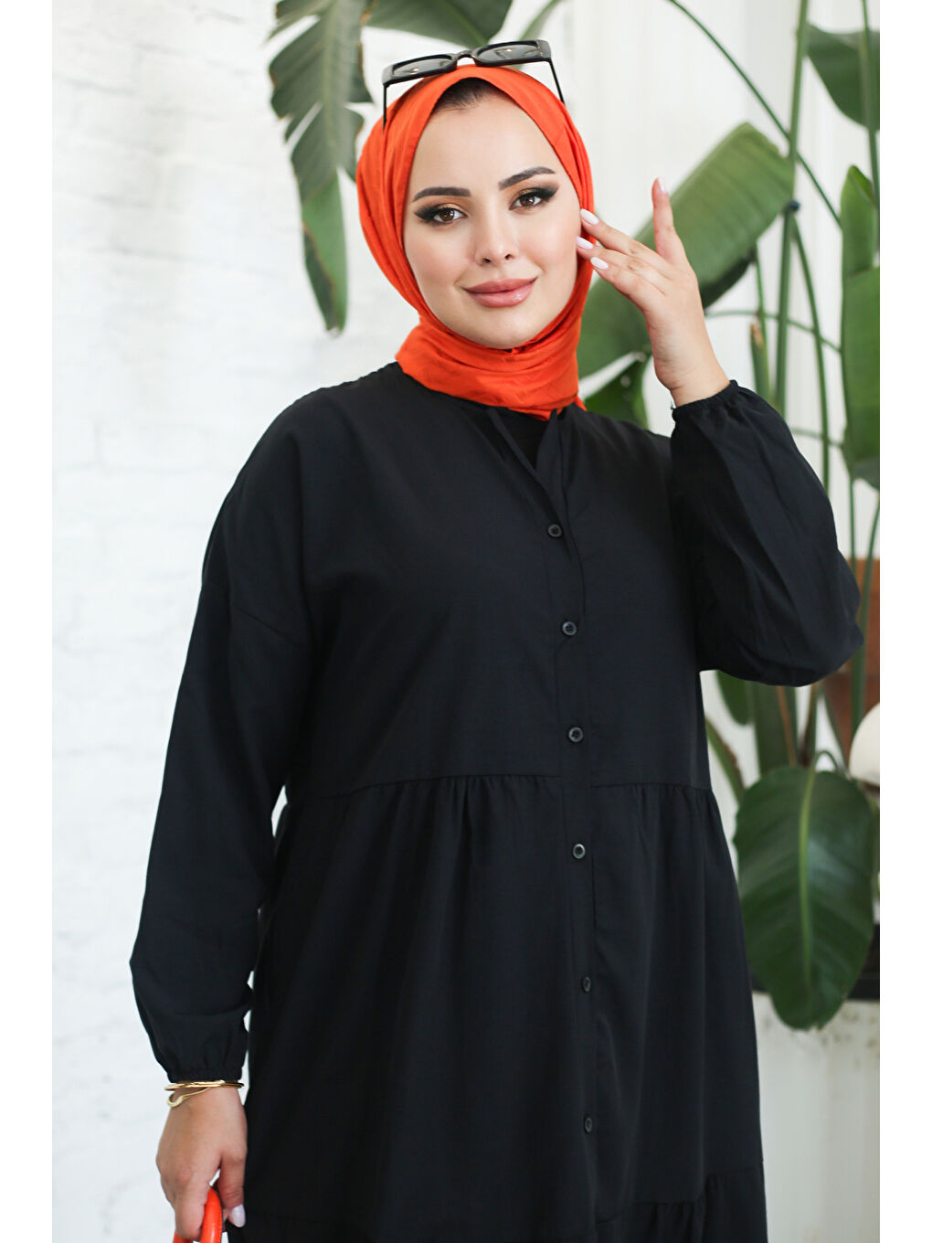 Büzgülü Pat Detaylı Elbise Siyah - 27293-2