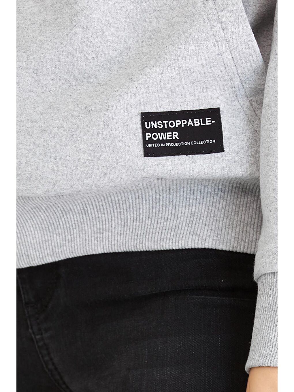 Kadın Gri Renk Kapüşonlu Basic Örme Hoodie-3