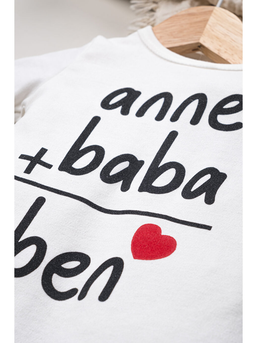 Unisex Organik Beyaz Anne Baba Baskılı Yandan Çıt Çıtlı 0-12 Ay-1