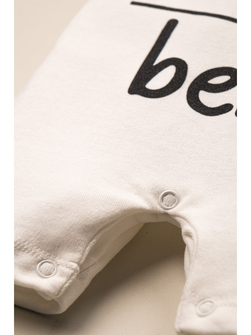 Unisex Organik Beyaz Anne Baba Baskılı Yandan Çıt Çıtlı 0-12 Ay-3