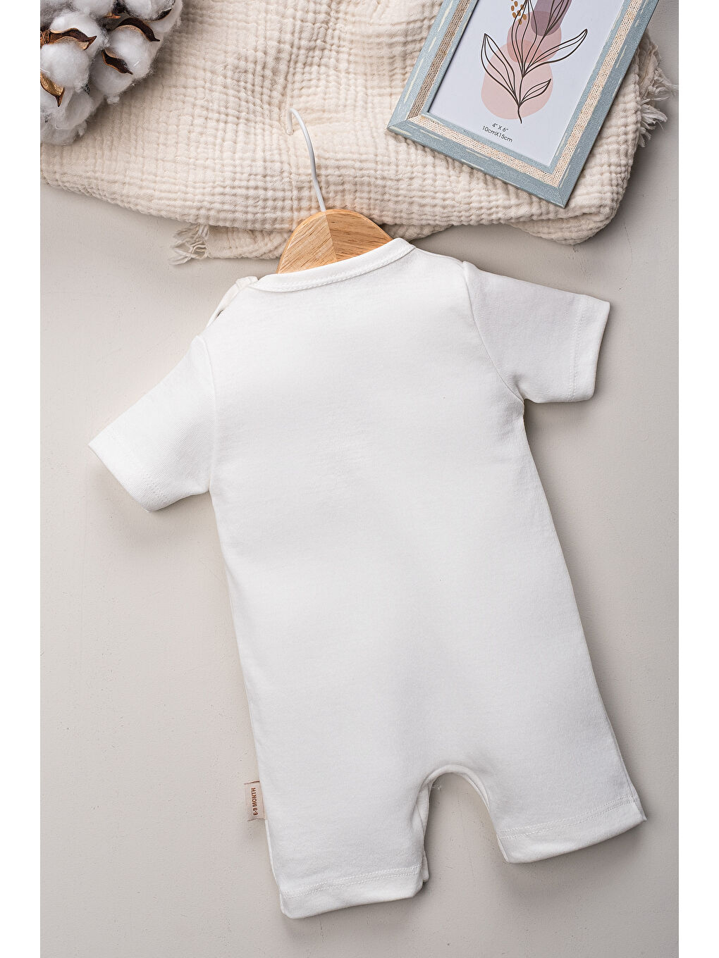 Unisex Organik Beyaz Anne Baba Baskılı Yandan Çıt Çıtlı 0-12 Ay-4