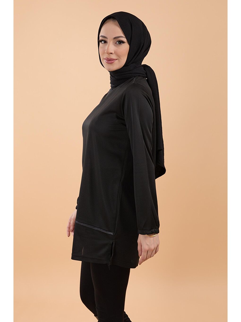 Bisiklet Yaka Kadın Siyah Tunik - 13071-2