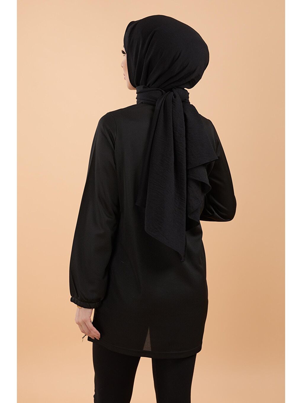 Bisiklet Yaka Kadın Siyah Tunik - 13071-3