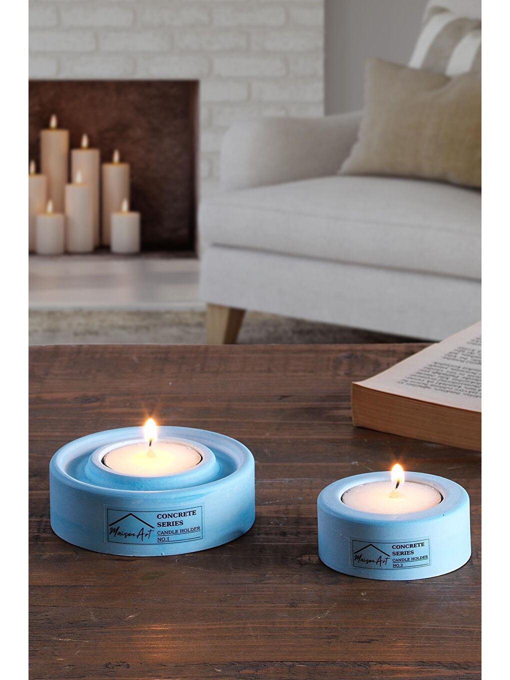 Znp Home Mavi Holder | 2'Li Set Mumluk | Tea Light Mumluk Seti | Dekoratif Şamdan Mumluk