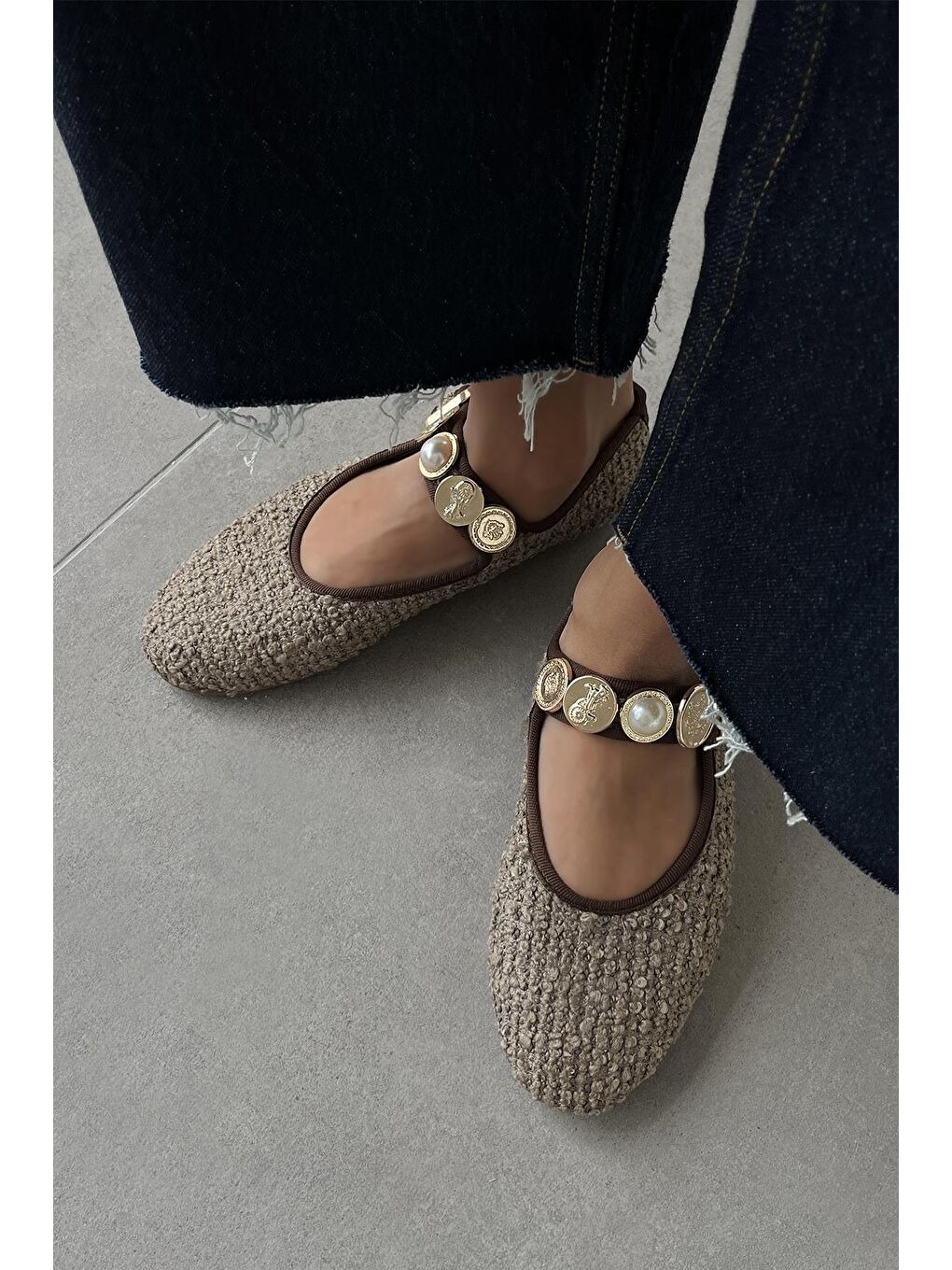 Bej Leonardo Kadın  Aksesuar  Detay  Keten Babet Vizon-2