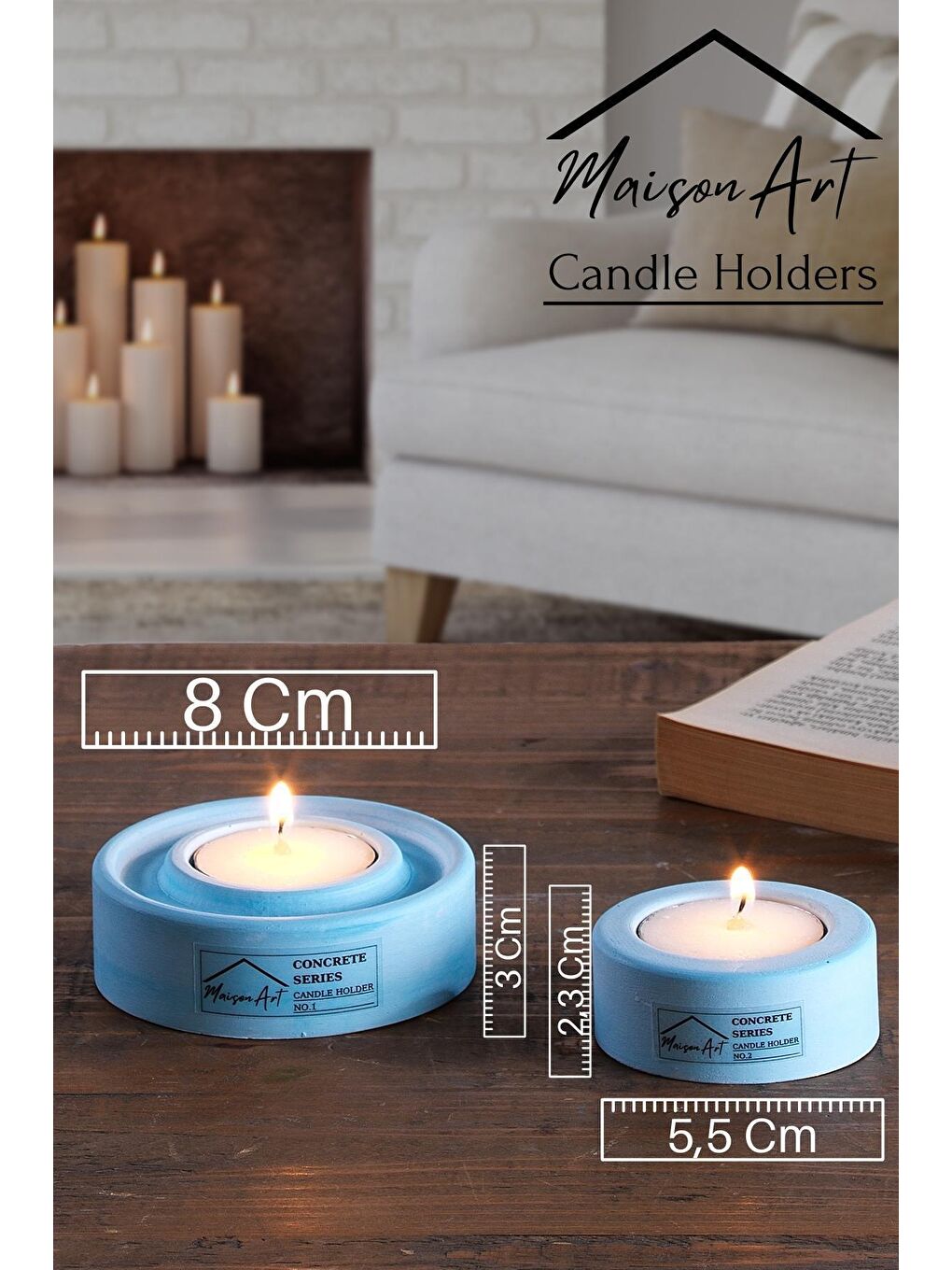 Znp Home Mavi Holder | 2'Li Set Mumluk | Tea Light Mumluk Seti | Dekoratif Şamdan Mumluk - 1