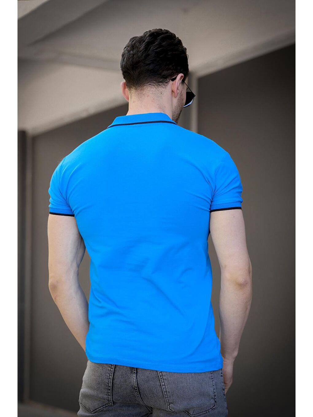 Mavi Colton Yakası Biyeli Likralı Slim Fit Erkek Polo Yaka Tshirt-2