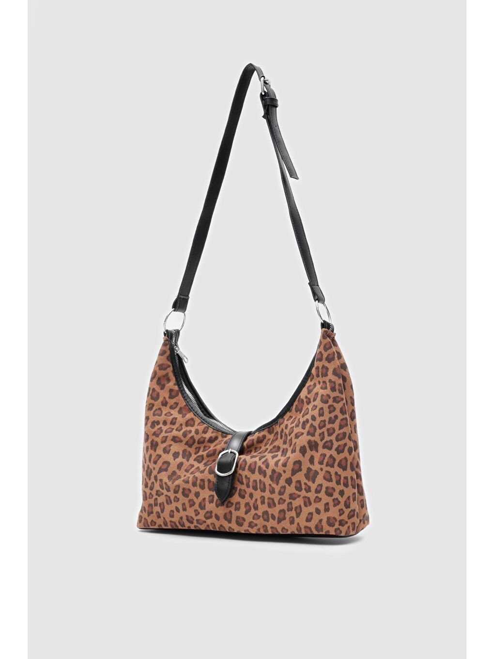 Karışık Marilla Süet Vintage Omuz Çantası Leopar Desen-1