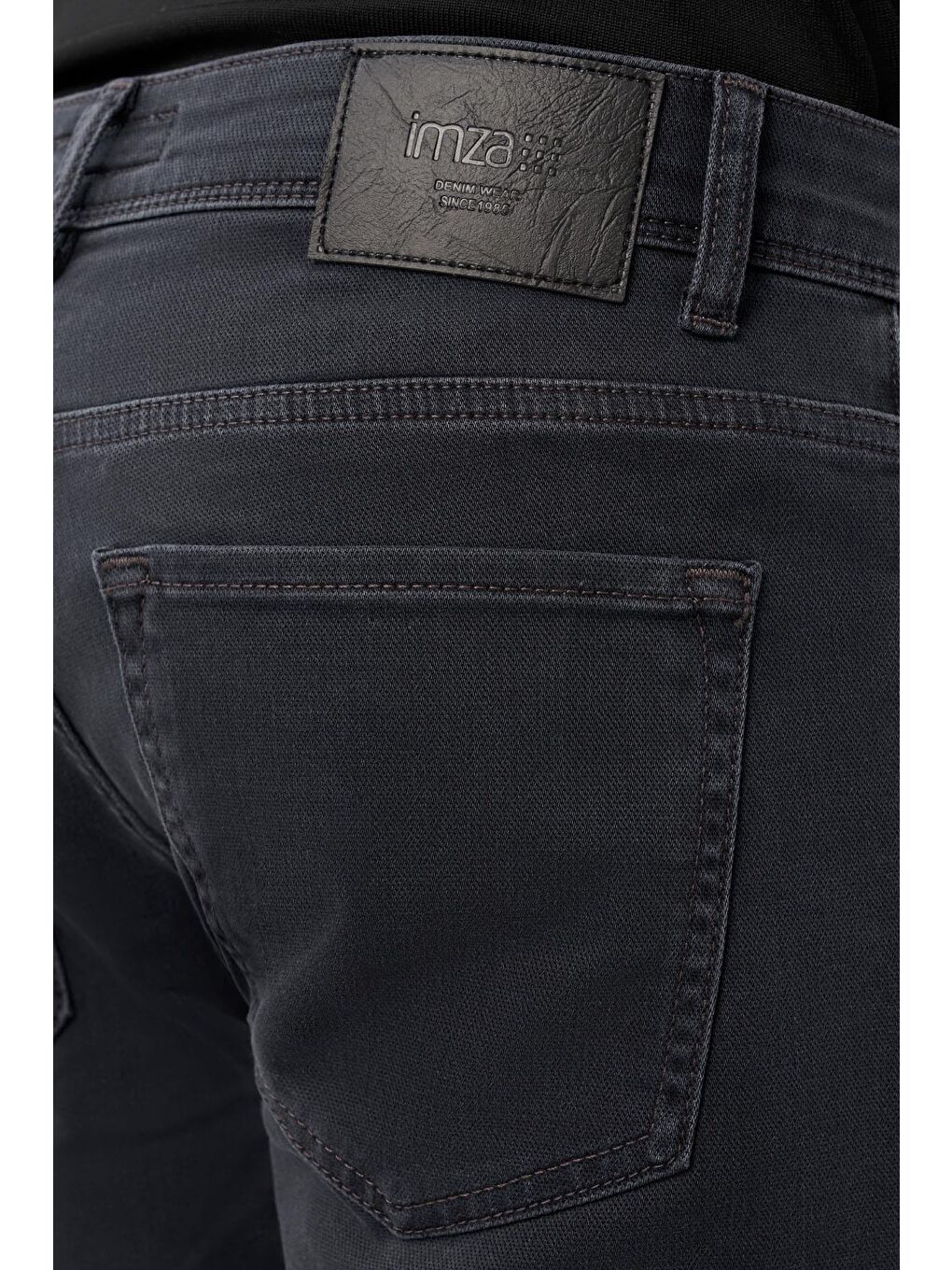 Koyu Antrasit Düz Gabardin Pamuklu 5 Cep Slim Fit Casual Denim Jean Pantolon 1023245158-4