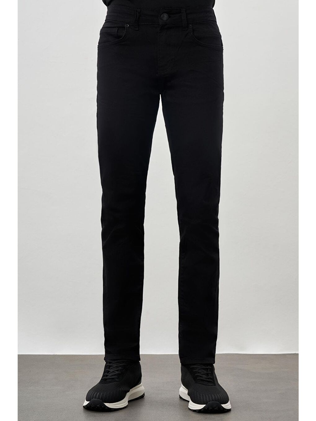 İMZA Siyah Düz Cord Pamuklu 5 Cep Slim Fit Casual Denim Pantolon 1023245350