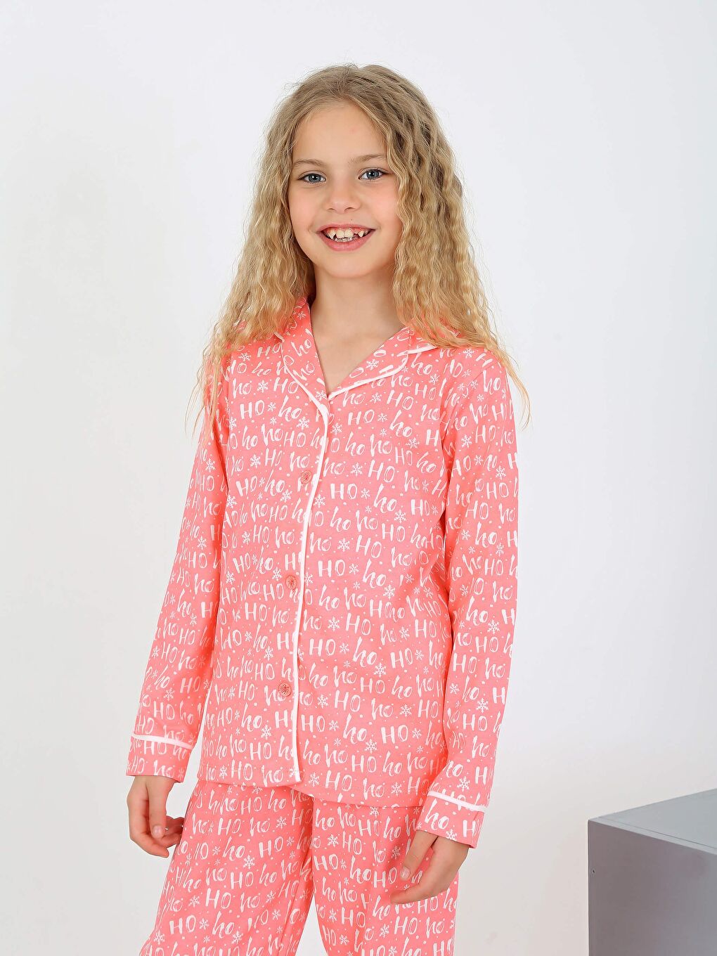 Vitmo Pembe Düğmeli Kız Uzun Kollu 'Hoho' Model Pijama Takımı - 3
