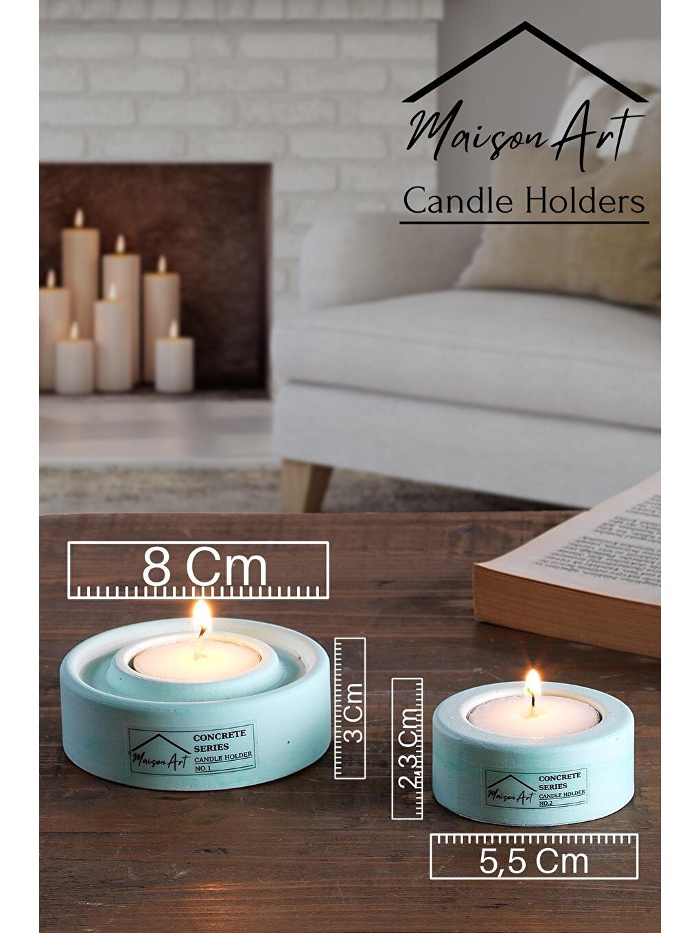 Znp Home Yeşil Holder | 2'Li Set Mumluk | Tea Light Mumluk Seti | Dekoratif Şamdan Mumluk - 1