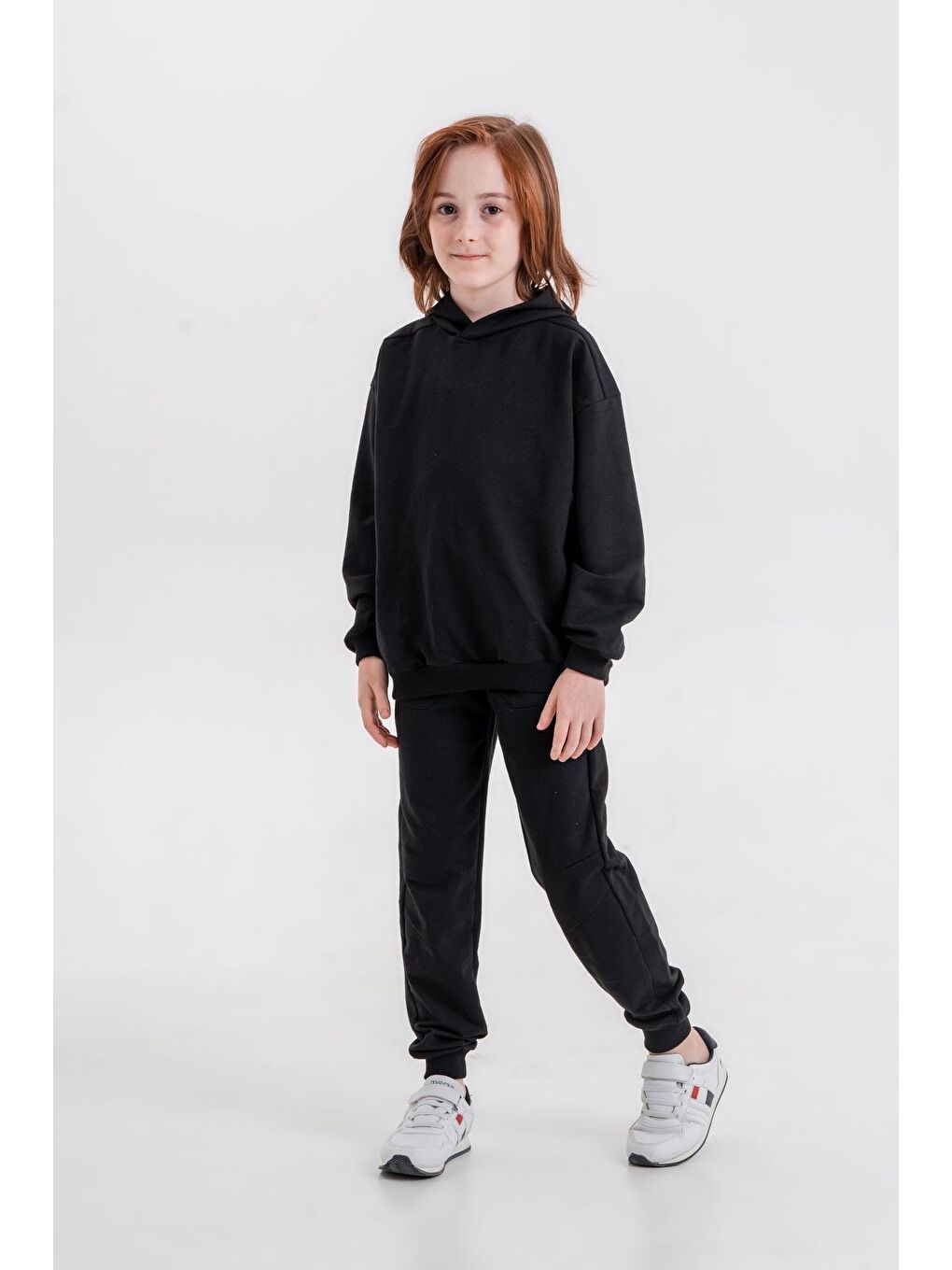 Mışıl Kids Siyah Basic Kapüşonlu Sweatshirt Eşofman Takımı - 1