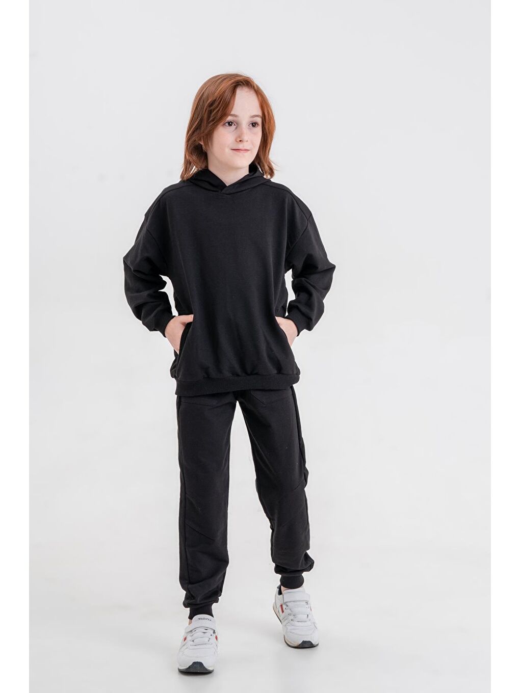 Mışıl Kids Siyah Basic Kapüşonlu Sweatshirt Eşofman Takımı - 2