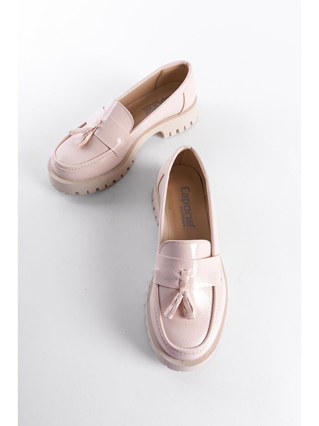 Bej Trak Tabanlı Püsküllü Kadın Loafer-3