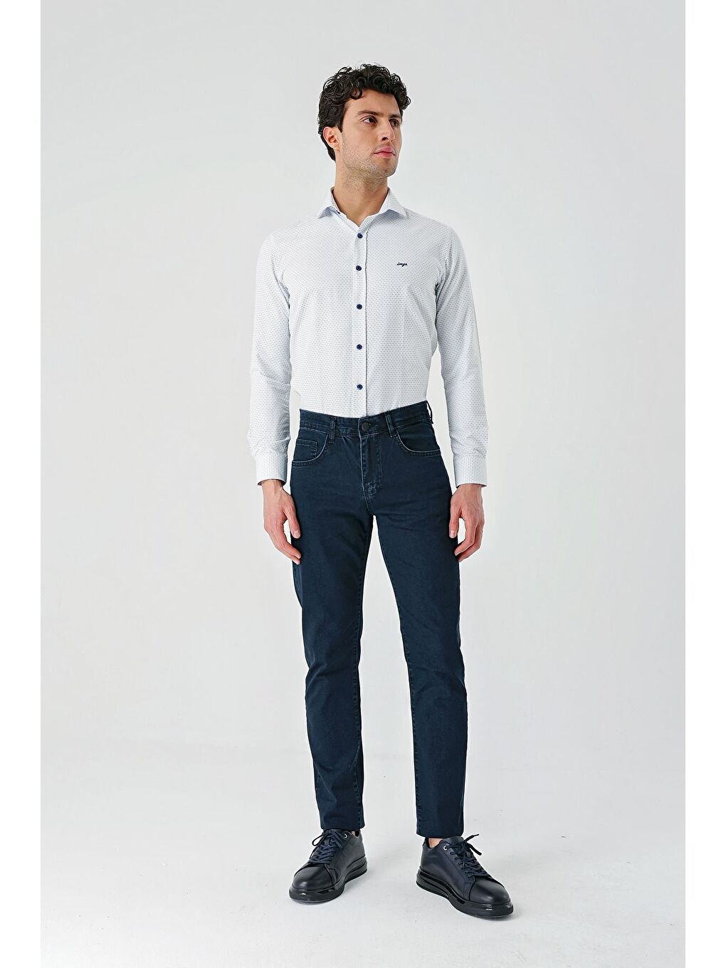 Lacivert Armürlü Pamuklu 5 Cepli Slim Fit Dar Kesim Casual Denim Pantolon 1023240157-4