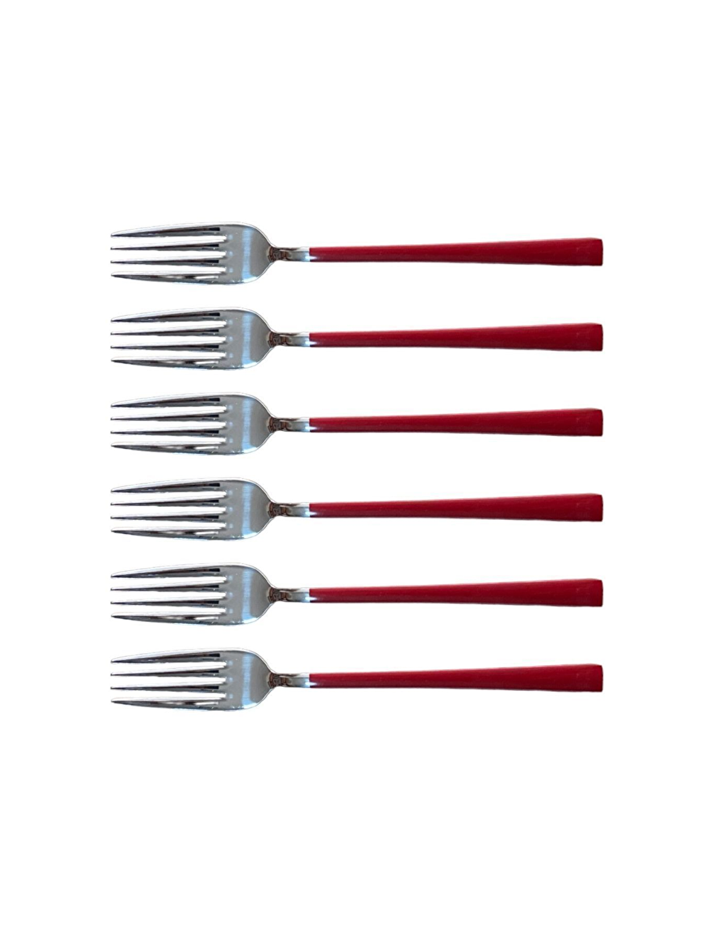 Beyaz Parlak Gümüş Kırmızı Tatlı Çatal ve Kaşık Seti - 12 Adet Kahvaltı Pasta Tatlı Çatal Kaşık Seti-3