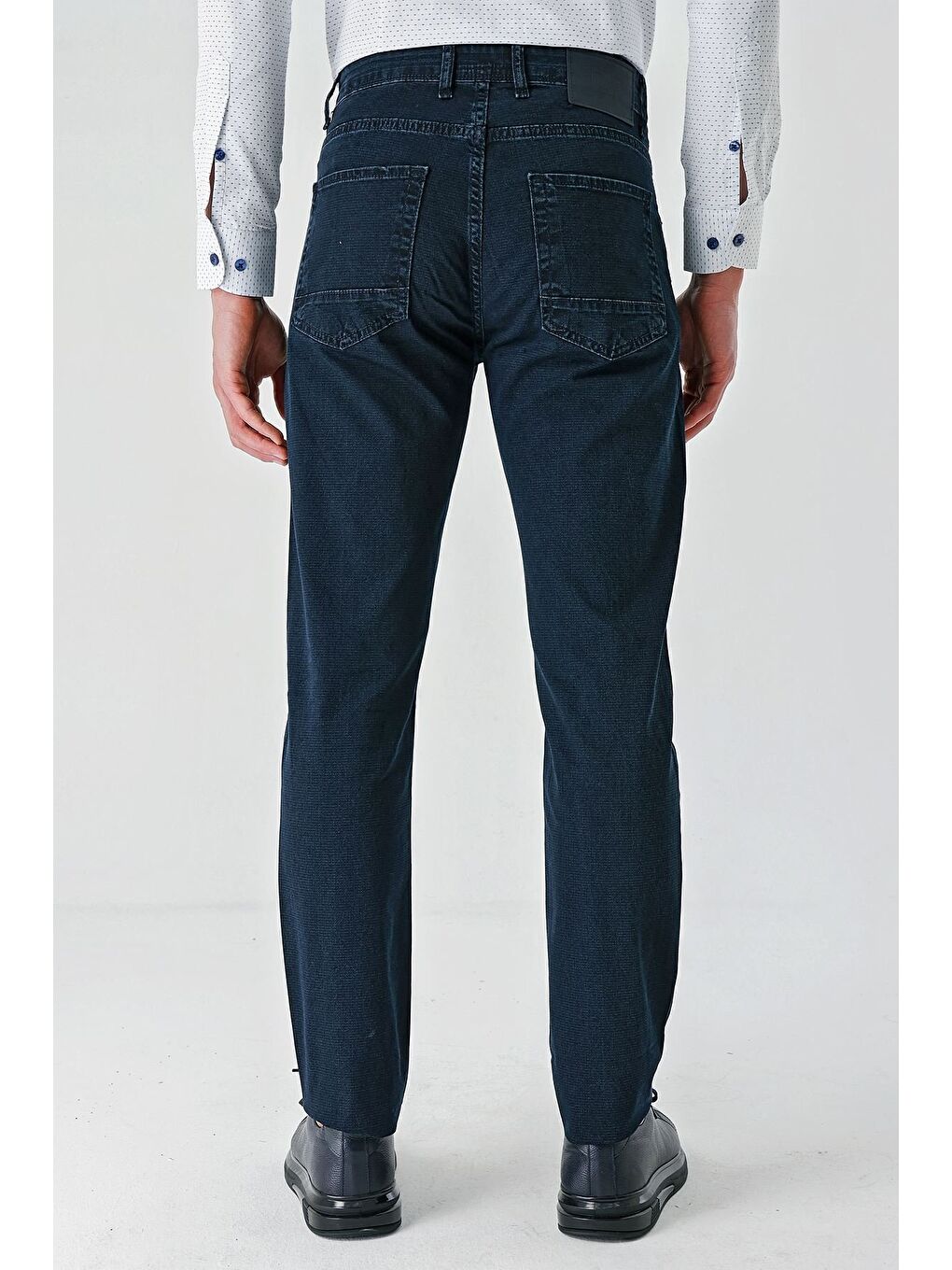 Lacivert Armürlü Pamuklu 5 Cepli Slim Fit Dar Kesim Casual Denim Pantolon 1023240157-5