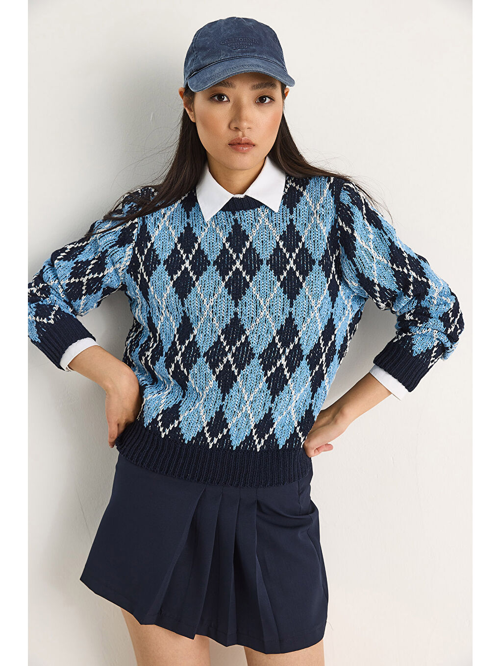 Lacivert Kadın Baklavalı Kazak-2