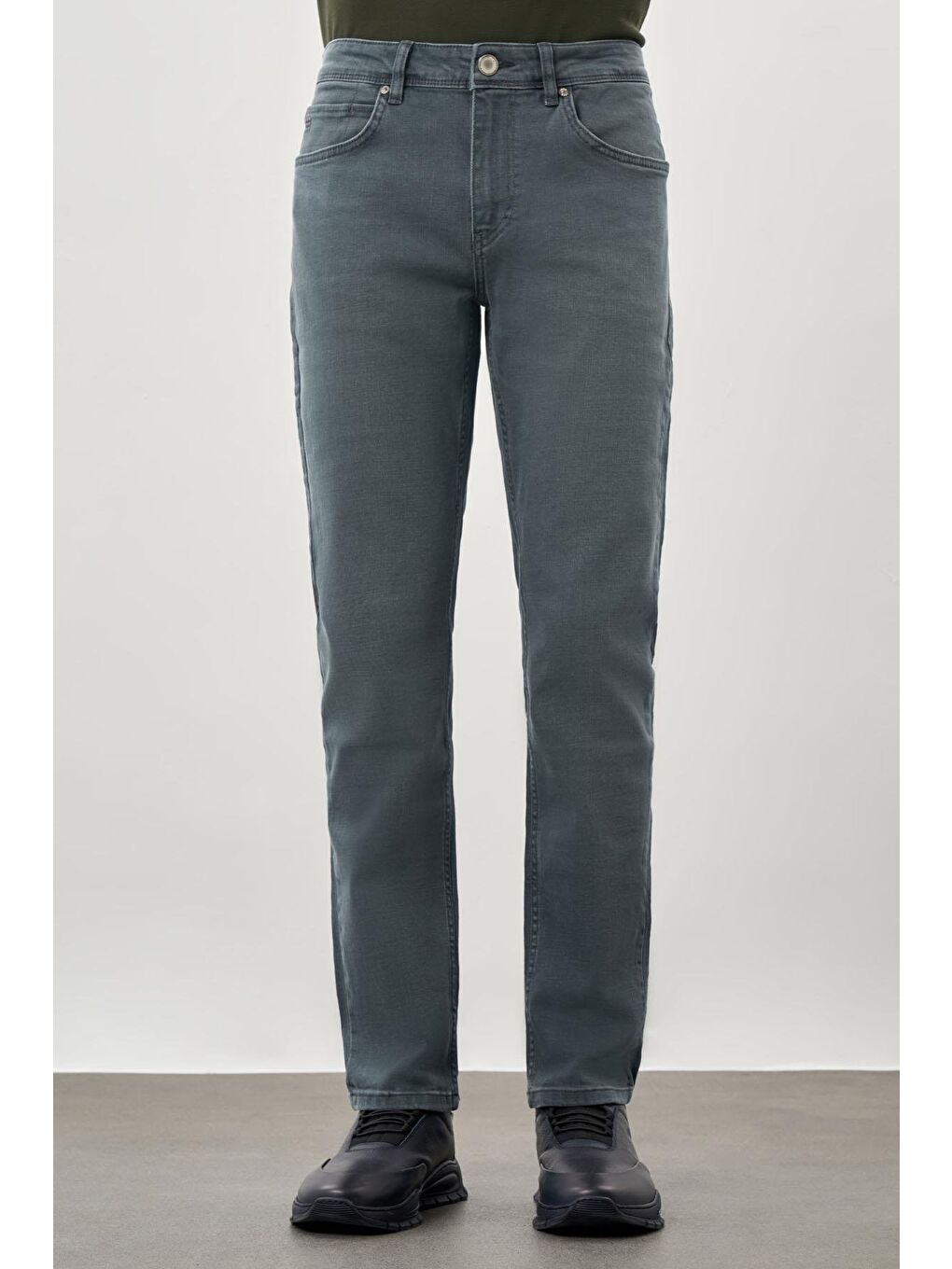 Turkuaz Su Yeşili Düz Gabardin Pamuklu 5 Cep Slim Fit Casual Denim Jean Pantolon 1023245158