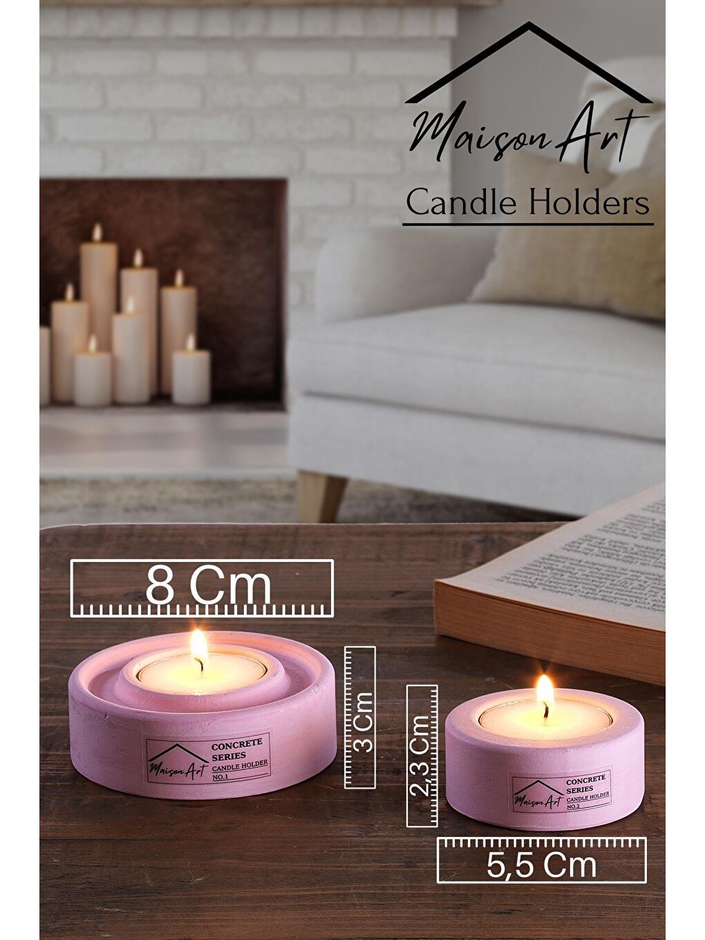 Znp Home Pembe Holder | 2'Li Set Mumluk | Tea Light Mumluk Seti | Dekoratif Şamdan Mumluk - 1