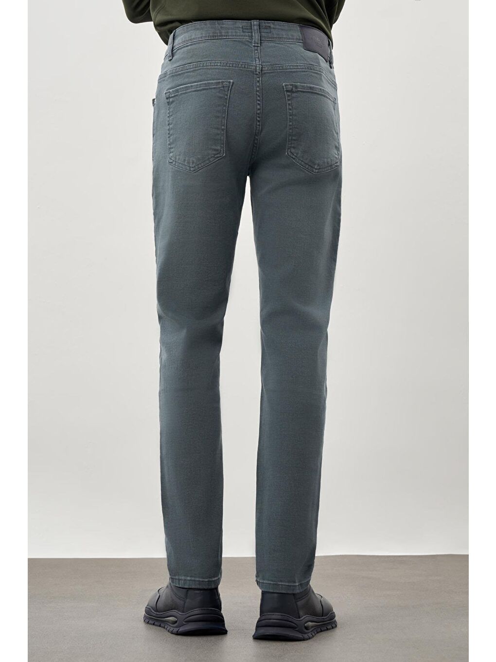 Turkuaz Su Yeşili Düz Gabardin Pamuklu 5 Cep Slim Fit Casual Denim Jean Pantolon 1023245158-3