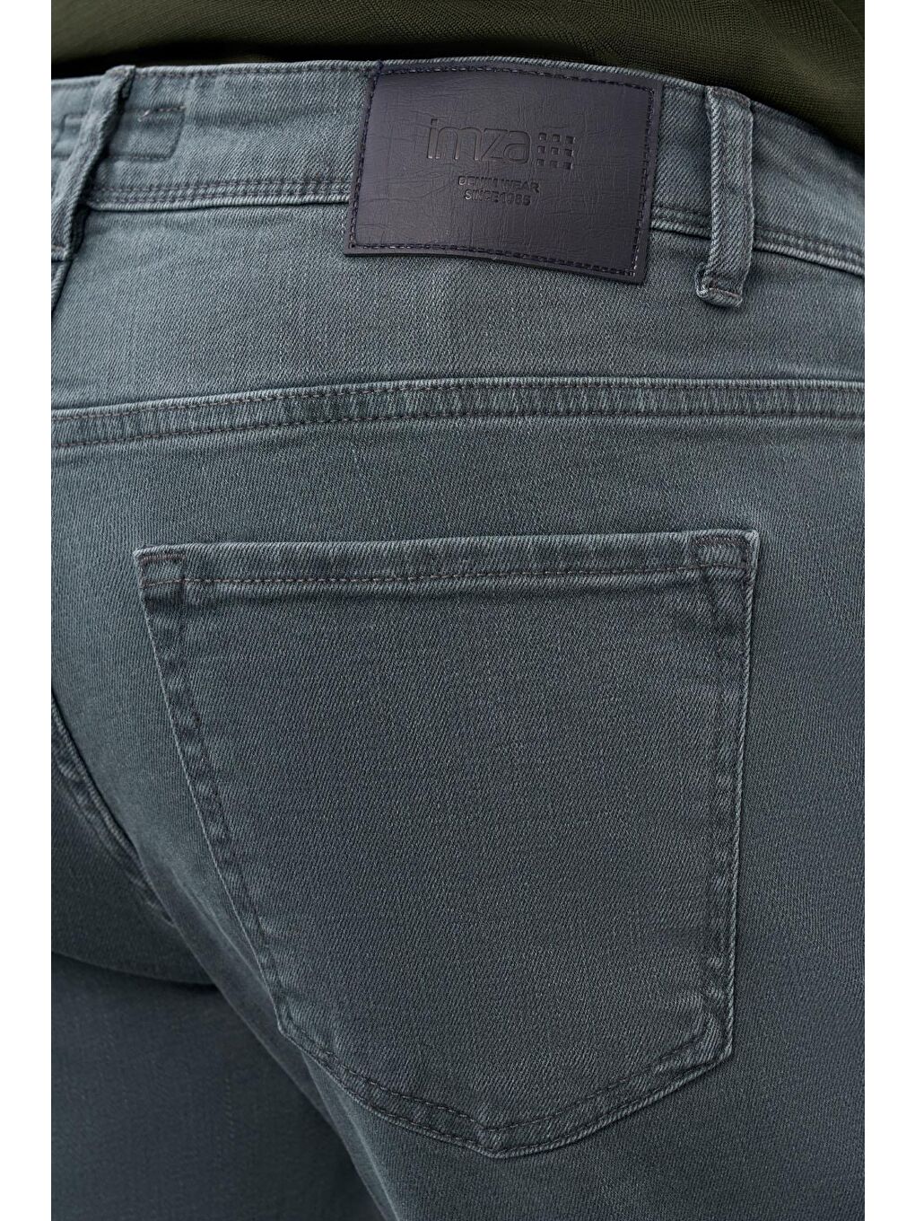 Turkuaz Su Yeşili Düz Gabardin Pamuklu 5 Cep Slim Fit Casual Denim Jean Pantolon 1023245158-4