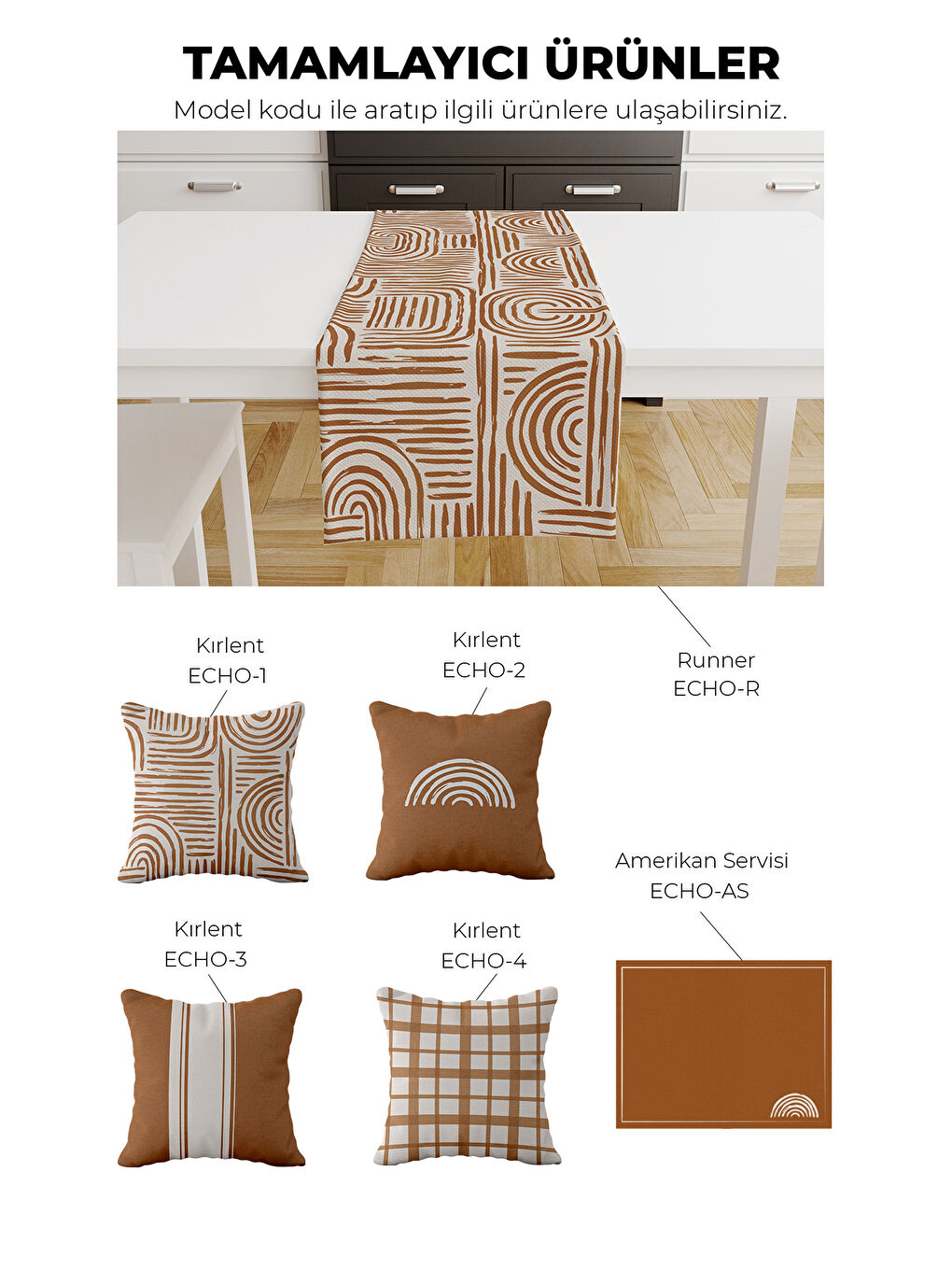 Echo Ekosa Desenli Vintage Temalı 4'lü Dekoratif Kırlent Kılıf Seti Kahverengi -Beyaz-2