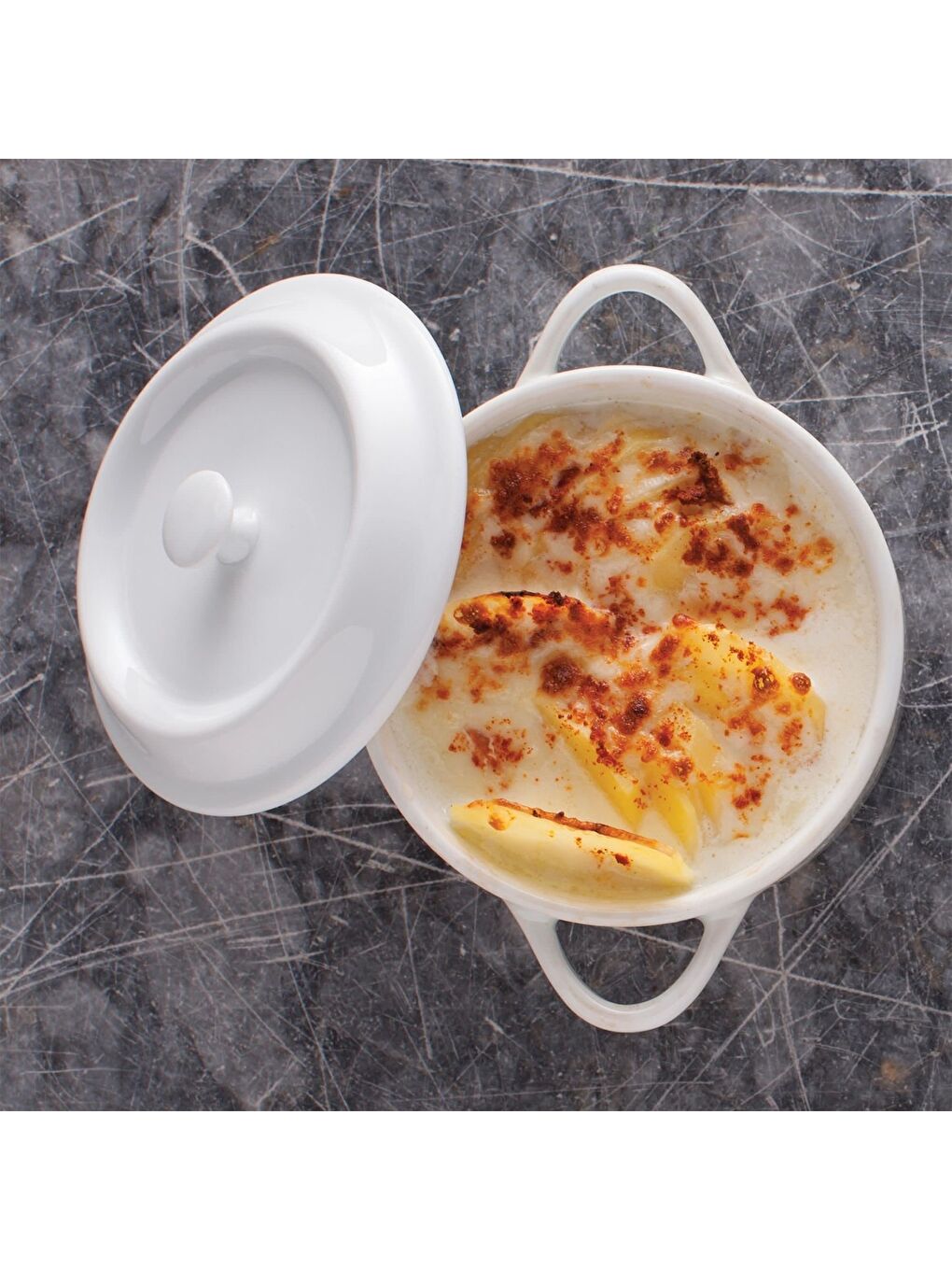 Ekru 14 Cm Kulplu Fırın Kabı-1