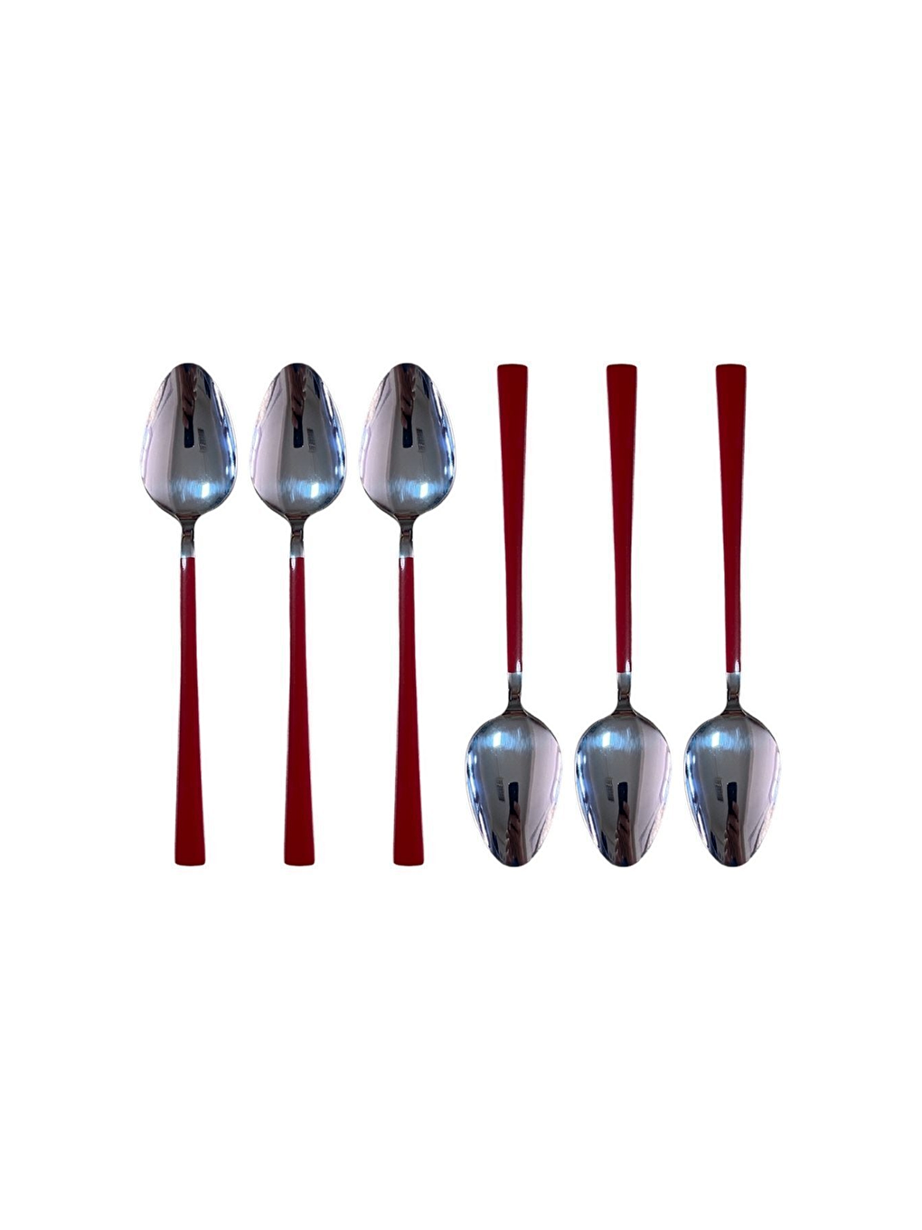 Beyaz Parlak Gümüş Kırmızı Tatlı Çatal ve Kaşık Seti - 12 Adet Kahvaltı Pasta Tatlı Çatal Kaşık Seti-6
