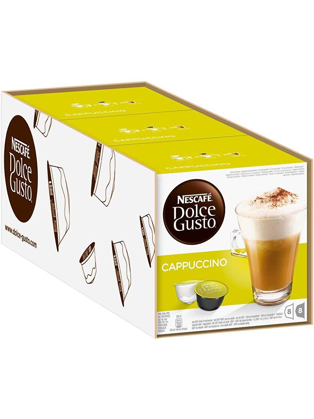 Nescafe Renksiz Dolce Gusto Coffee Cappuccino 16 Kapsül x 3 Adet