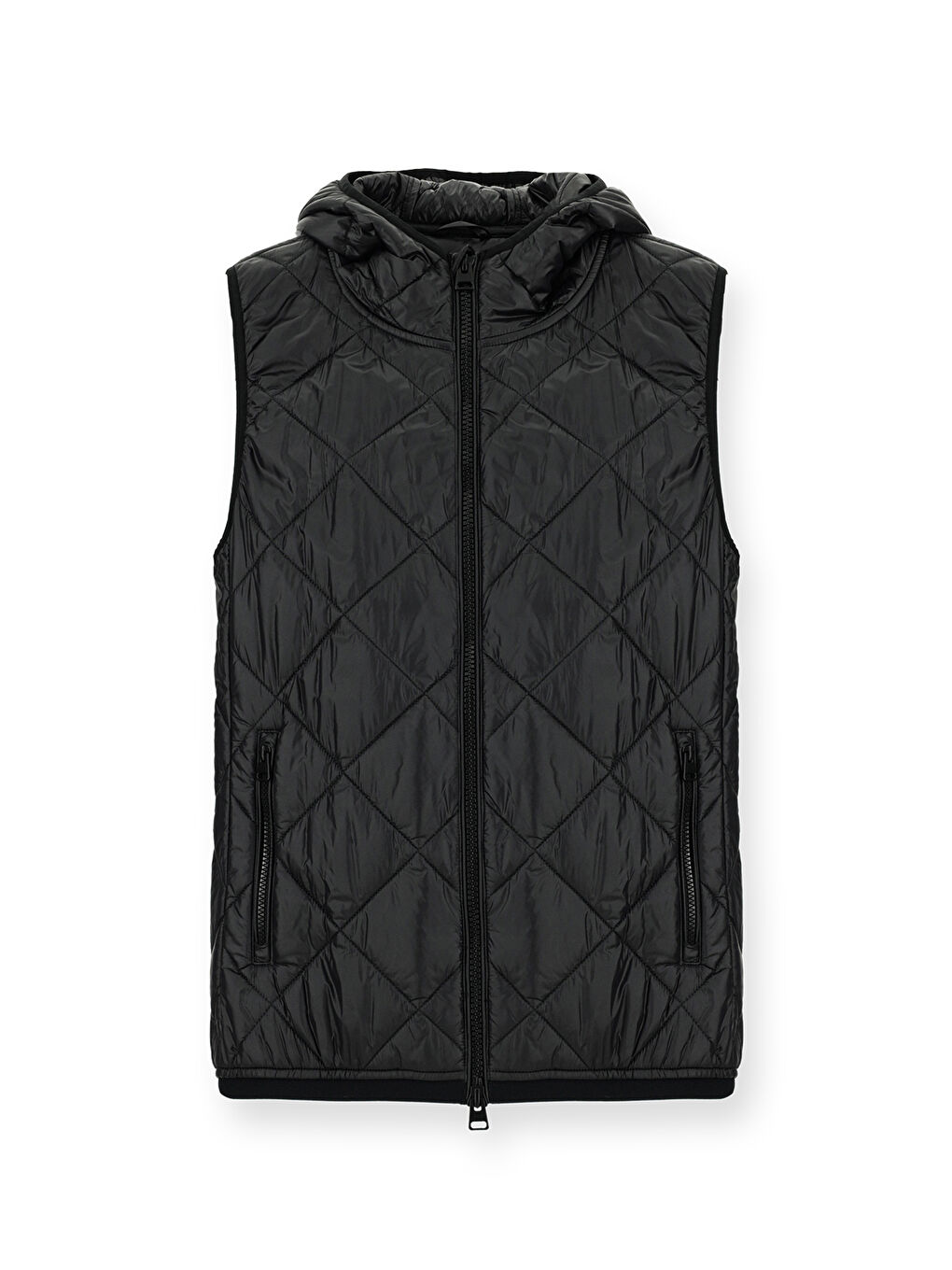 Siyah Kapüşonlu Kapitone Spor Yelek-6