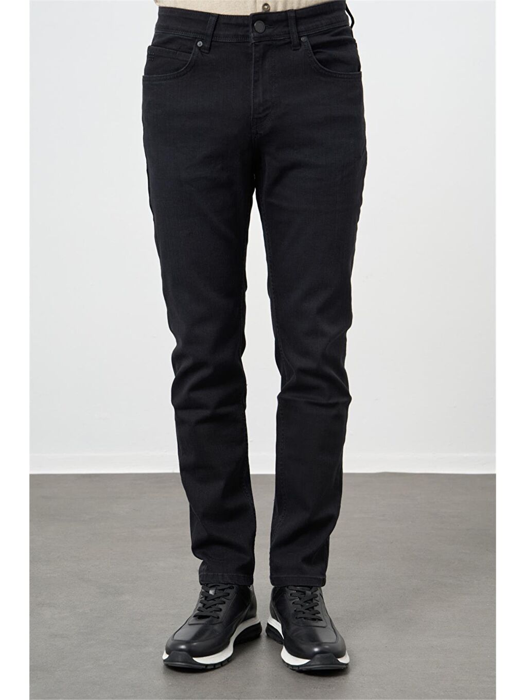 Siyah Düz Gabardin Slim Fit Casual Denim Pantolon 1023245153