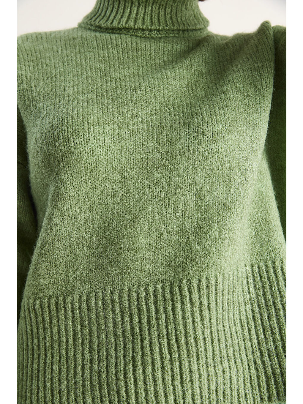 Yeşil Kadın Balıkçı Yaka Kazak-6