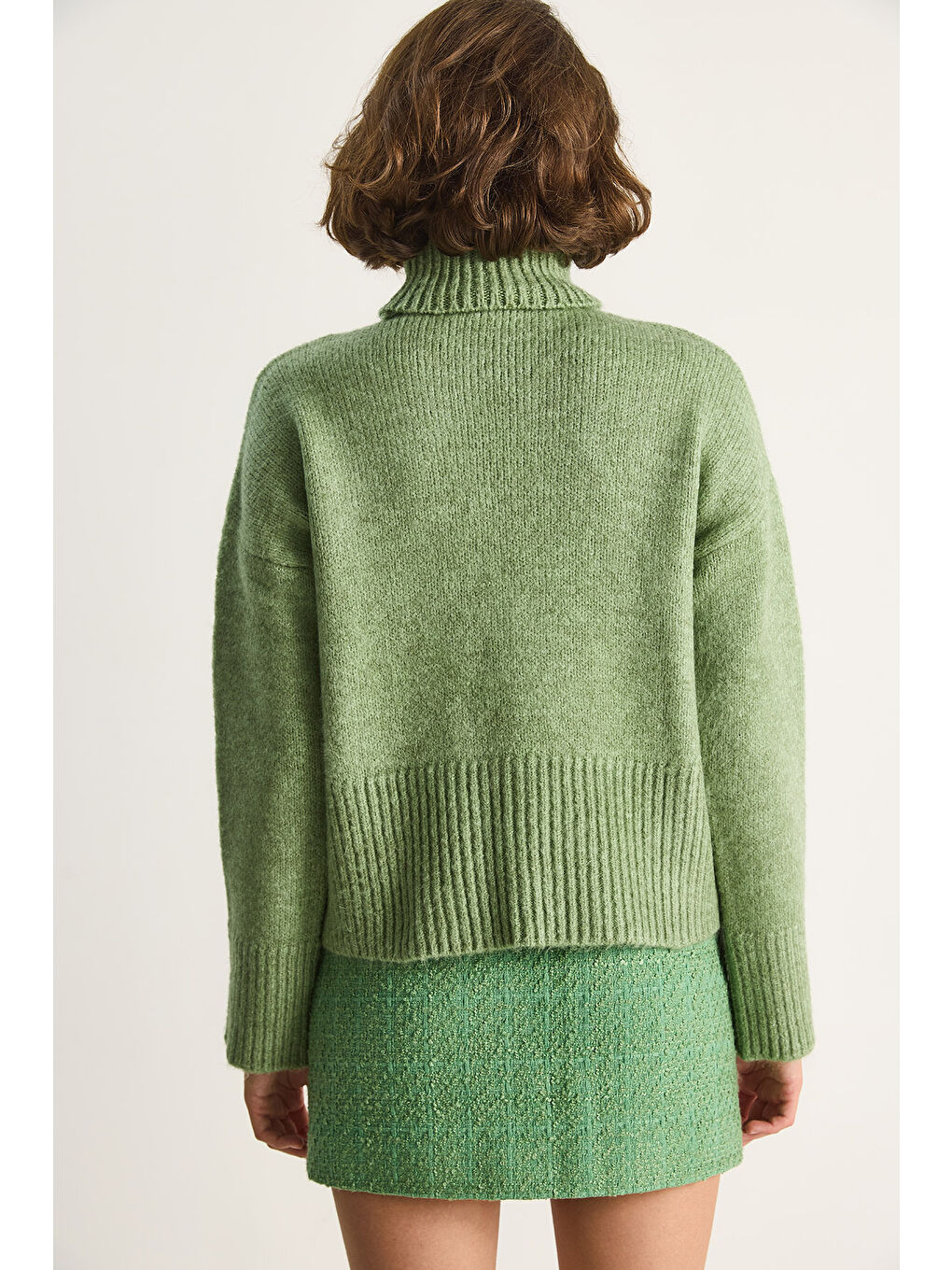 Yeşil Kadın Balıkçı Yaka Kazak-7