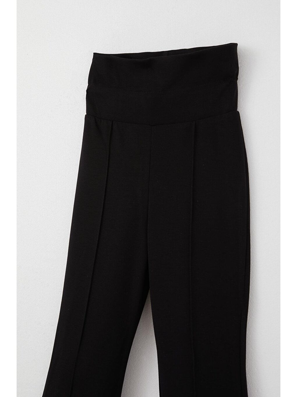 Kız Çocuk Tayt İspanyol Paça Katlama Bel Detaylı Siyah (8 Yaş)-3