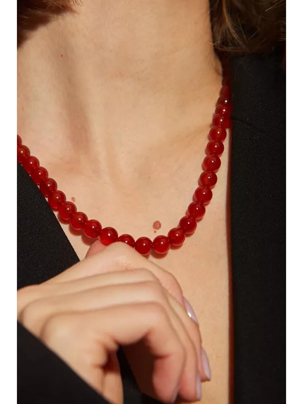 New Obsessions Kırmızı Red Stone Cam Boncuk Kolye - 4