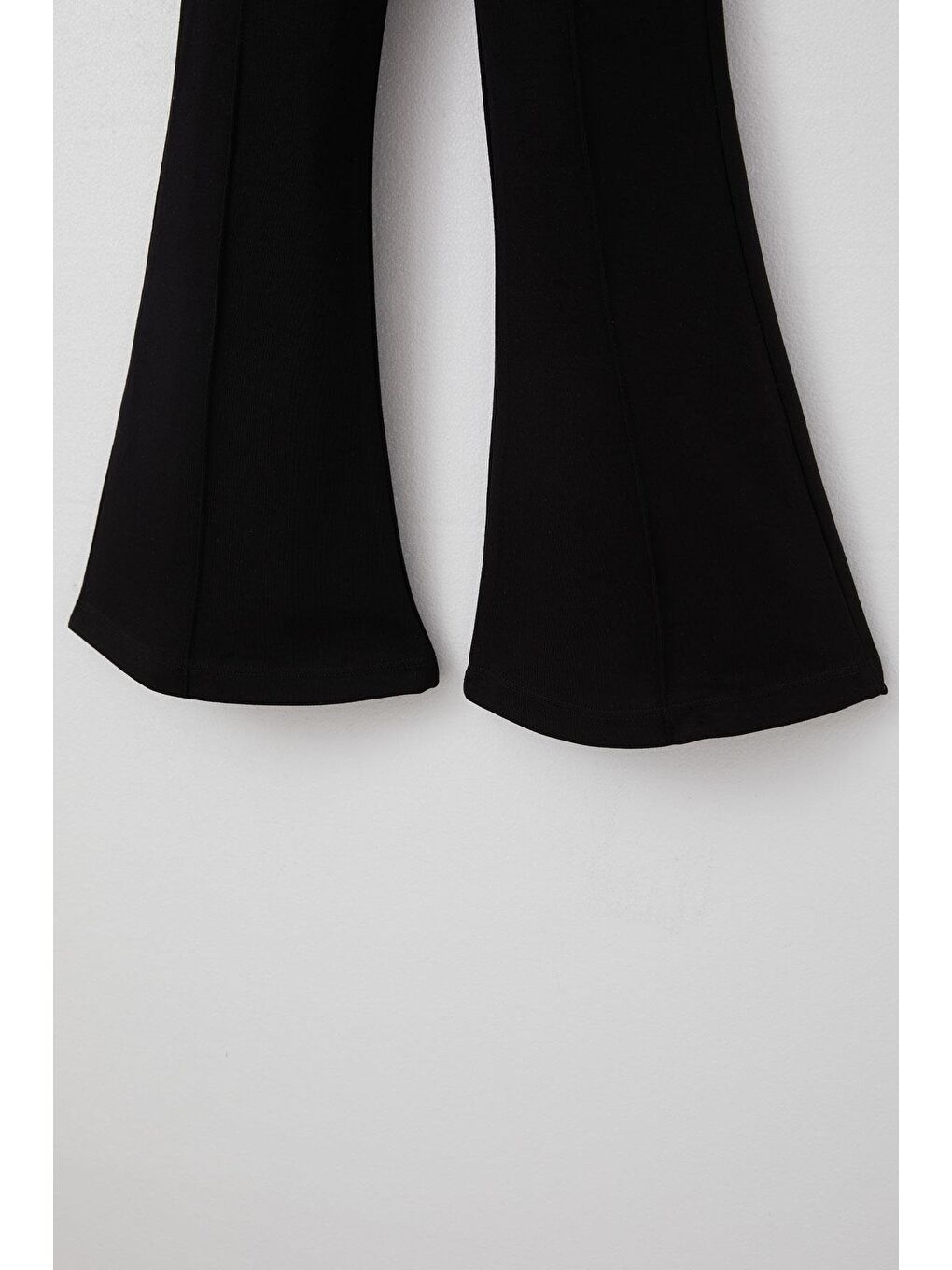 Kız Çocuk Tayt İspanyol Paça Katlama Bel Detaylı Siyah (8 Yaş)-4