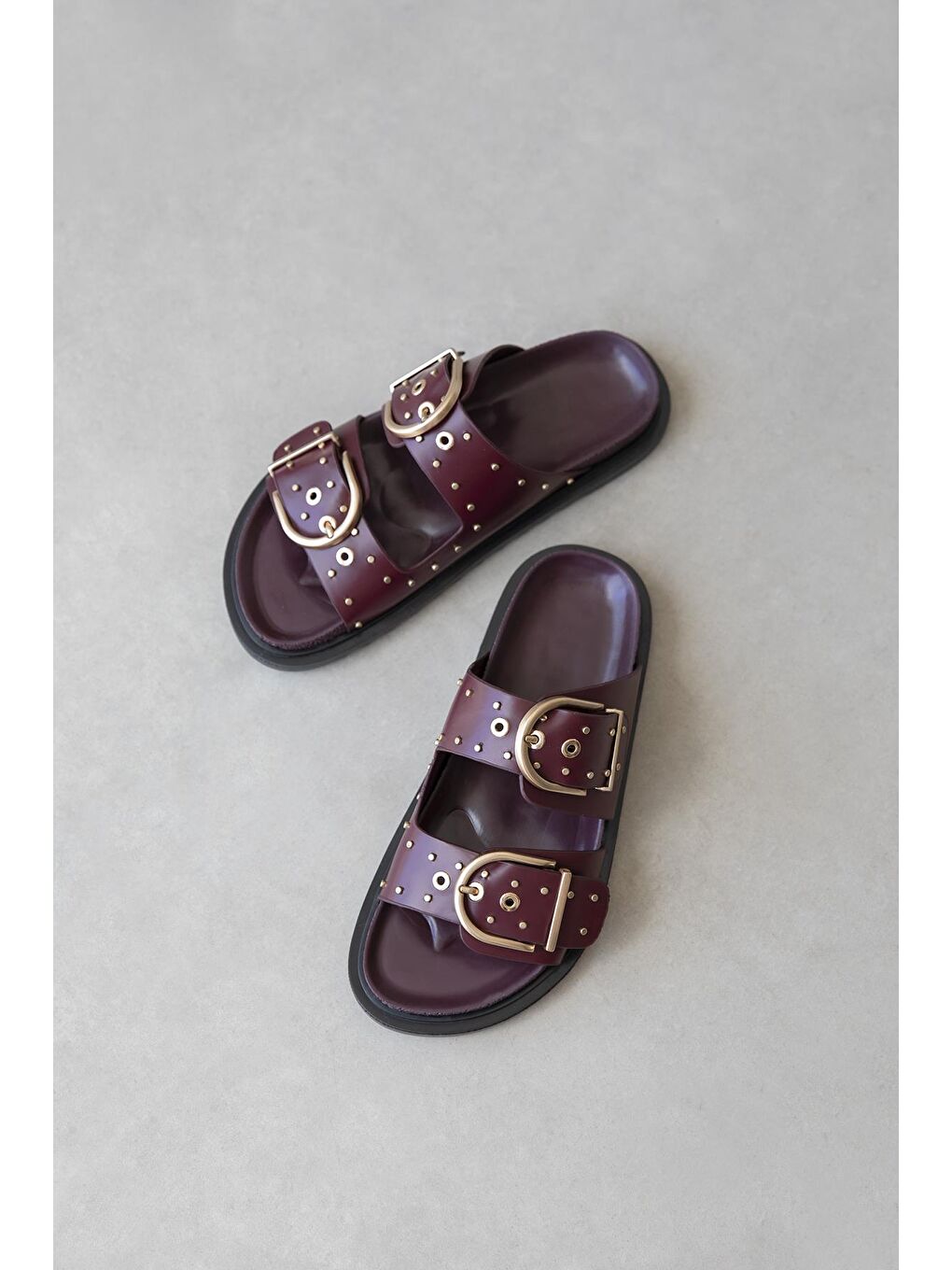 Pella  Kadın  Drop  Detay  Günlük  Konfor Terlik Bordo-2