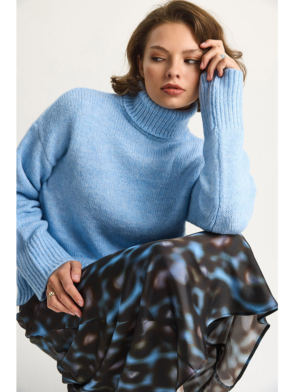 Mavi Kadın Balıkçı Yaka Kazak-3