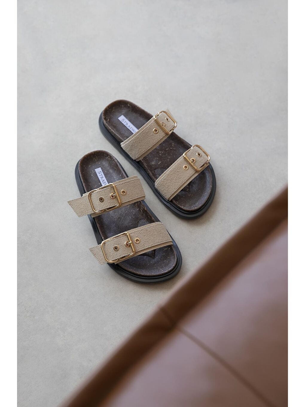 Gita Kadın Toka Detay Günlük Konfor Süet Terlik Bej