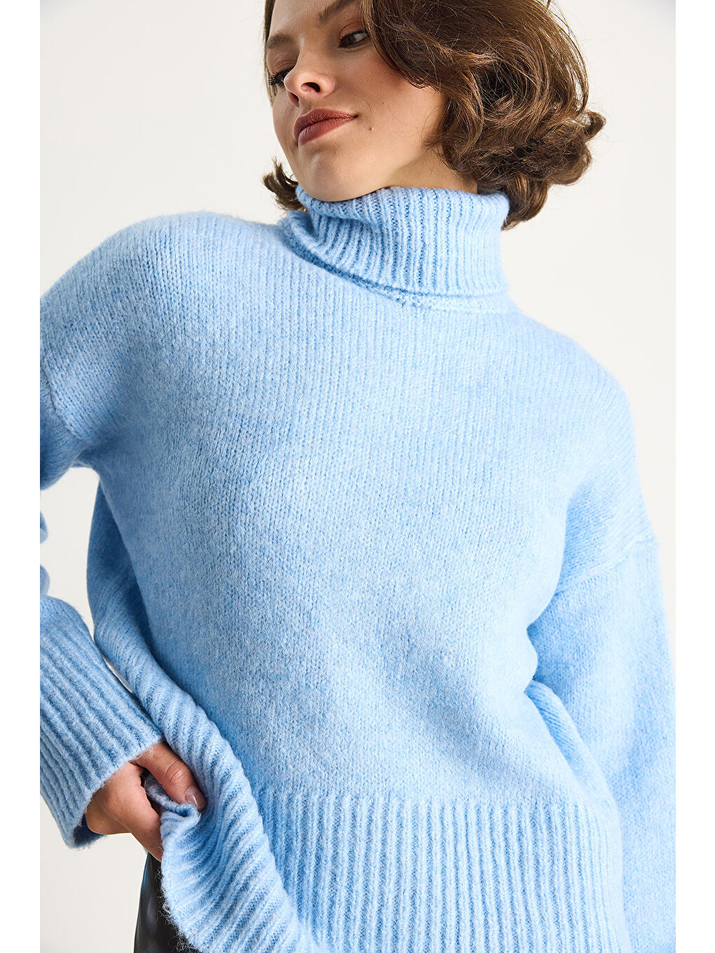 Mavi Kadın Balıkçı Yaka Kazak-6