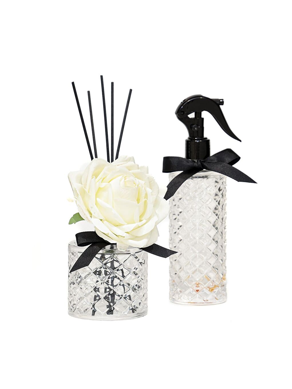 Renksiz Kristal Gül Serisi- Şeffaf Cam/Black Vanilya Oda Kokusu-1