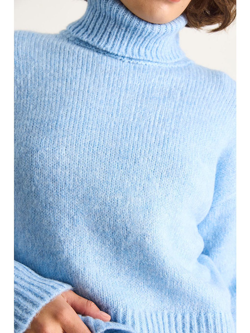 Mavi Kadın Balıkçı Yaka Kazak-7